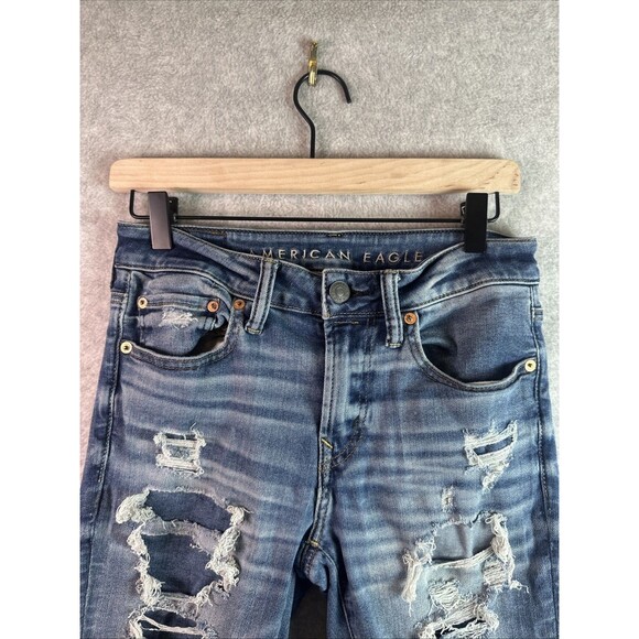 American Eagle Men's Jeans Denim Air Flex 360 Skinny W29 L30 Stretch Distressed - Picture 2 of 8